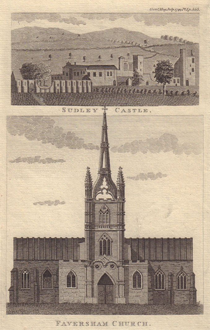 Sudeley Castle, Gloucestershire. St Mary of Charity church, Faversham, Kent 1799